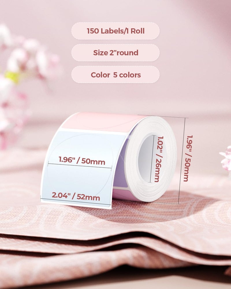 MUNBYN 2 Inch Round Thermal Labels, Color Thermal Sticker Labels for Canning, Baking, 150 Sheets/1 Roll - Image 2